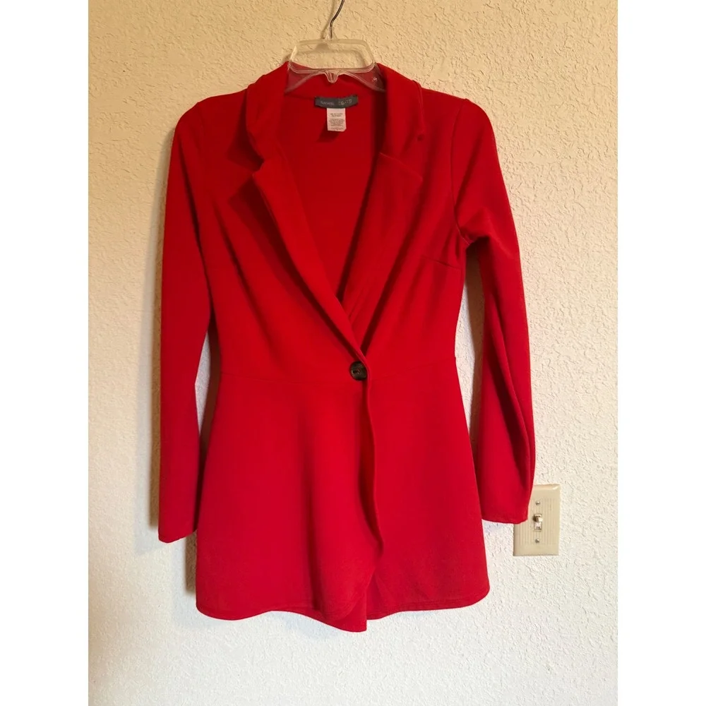 Flashing Lights Red Blazer Romper Long Sleeve Single Button Medium